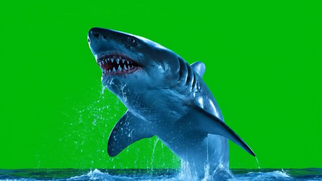 Shark Emerging from Ocean Water Surface.