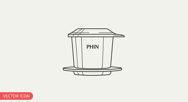 Vietnamese Coffee Filter Phin Icon - Vector Line Art
