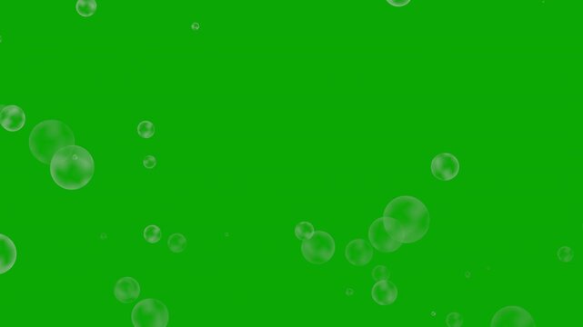 4K soap bubbles floating in the air on green screen background, slow motion animation	
