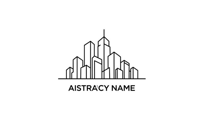 Minimalist City Skyline Line Art Logo Concept Urban Architecture Outline Graphic