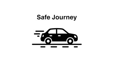 Car Driving on Road, Safe Journey Concept, Speed Motion Lines
