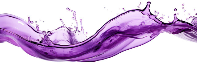 A vibrant purple liquid splashing on a black background on transparent background