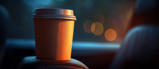 coffe cup mock up sitting in cars cup