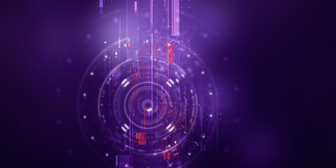 2d illustration Abstract futuristic electronic circuit technology background