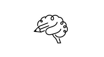 Fototapeta premium Creative Brain with Pencil Icon for Idea Generation and Learning