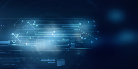 2d illustration Abstract futuristic electronic circuit technology background