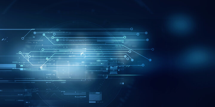 2d illustration Abstract futuristic electronic circuit technology background