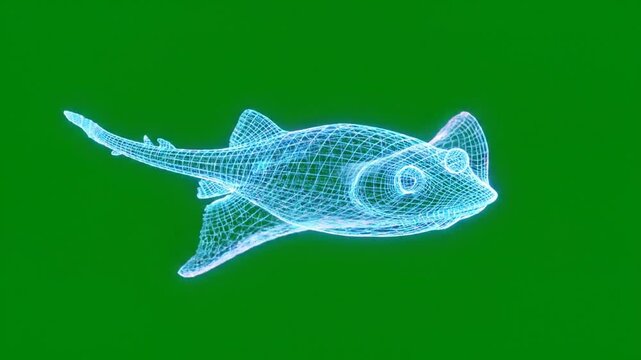 X-ray image of a fish skeleton.