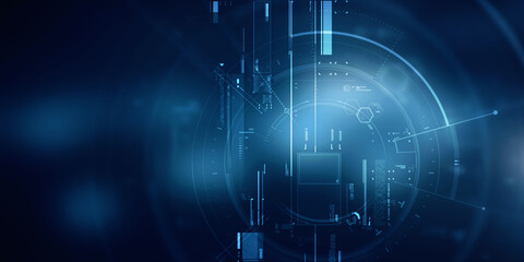 2d illustration Abstract futuristic electronic circuit technology background