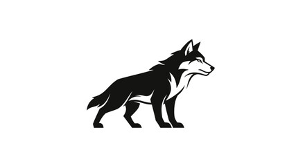 Fototapeta premium Powerful Stylized Black Wolf Illustration Standing in Profile