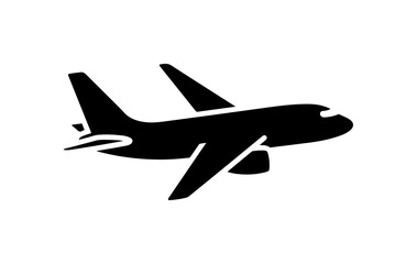 Modern Black Silhouette Passenger Jet Vector Icon