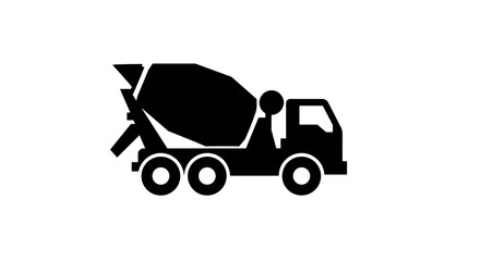 Fototapeta premium Concrete Mixer Truck Icon - Construction Vehicle Silhouette.