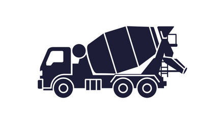 Fototapeta premium Concrete Mixer Truck Icon - Construction Vehicle Silhouette.