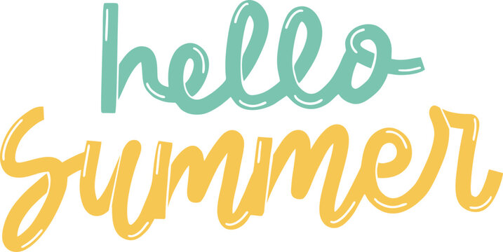 hello summer text lettering simple style pastel color illustration
