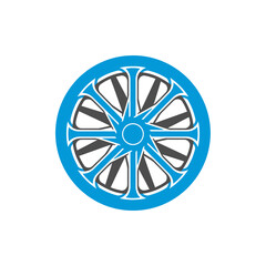 Fototapeta premium Abstract blue and grey cycling wheel design on a transparent background