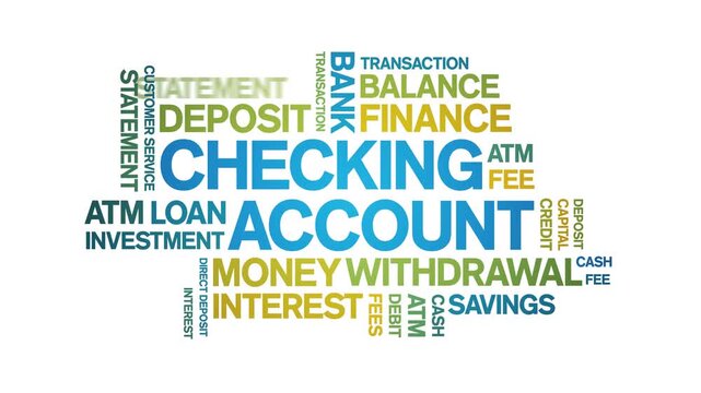 Checking Account animated word cloud-text design animation tag kinetic typography seamless loop.