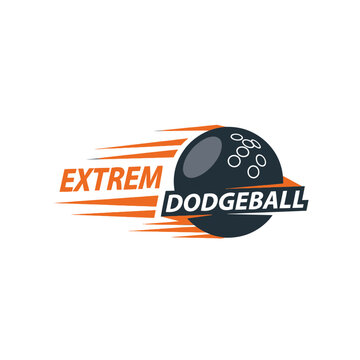 Extreme Dodgeball Sport Logo with Speeding Ball and Dynamic Text