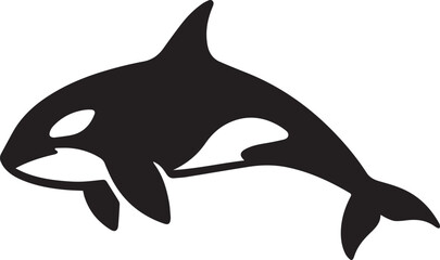 Stylized black and white orca killer whale silhouette illustration © Rijvi