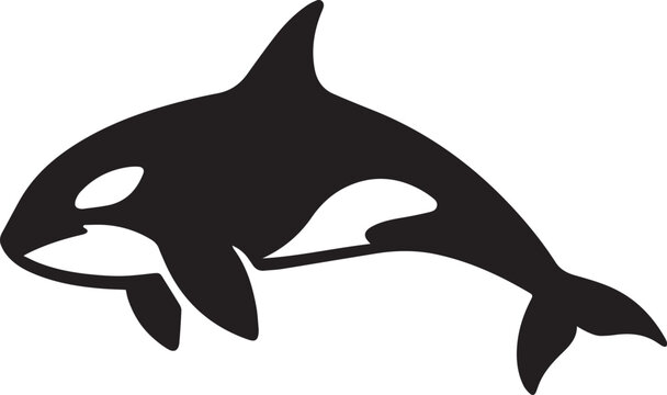 Stylized black and white orca killer whale silhouette illustration