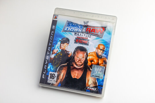 WWE SmackDown Vs. Raw 2008 PlayStation 3 Video Game Case on White Background