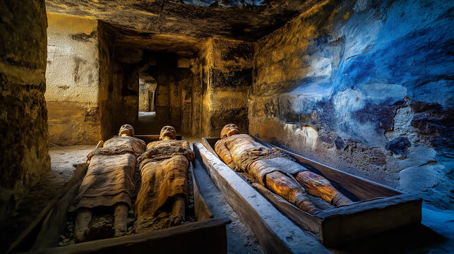 AI generator images of Inside the building, which is decorated to resemble the interior of a Chinese stone army tomb, there may be an exhibition hall for artifacts or a museum about history.