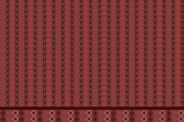 Red ethnic pattern; design; style; ikat; fabric seamless pattern - Thai silk fabric, dress, textile, khit, thai silk weaving