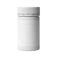 A white plastic pill bottle with a screw on cap isolated on transparent background