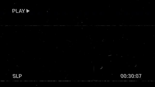Retro VHS overlay slp mode, timer, and analog glitch noise, alpha channel