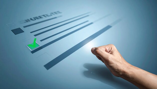 Checking the Box: A close-up shot of a hand extending to mark a checkbox on a form, symbolizing decision-making, completion, and confirmation. The image conveys a sense of purpose and finality.