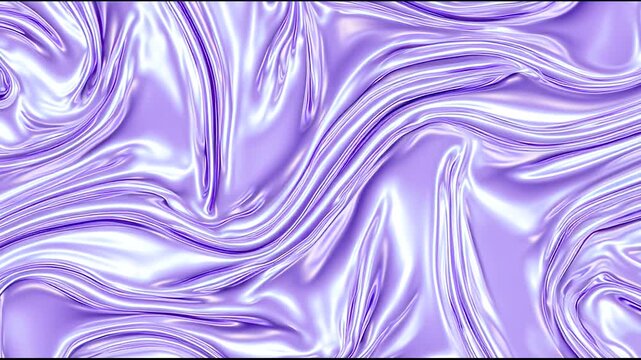 Smooth flowing purple satin fabric with intricate folds and waves, showcasing a continuous texture pattern across three frames in a seamless visual progression