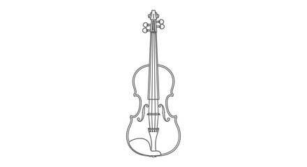 Fototapeta premium Elegant Violin Outline Drawing, Classic String Musical Instrument, Isolated on White Background