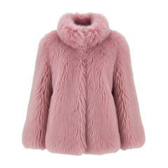 A stylish pink teddy bear coat with a cozy and fluffy appearance isolated on transparent background