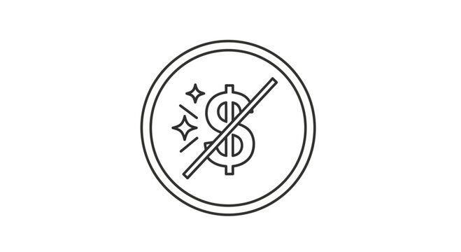 No Money Icon, Dollar Sign Crossed Out, Free Service, No Cost, Zero Price
