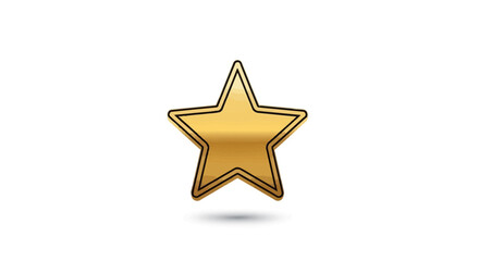 Obraz premium Golden Star Icon with Shadow on White Background - Symbol of Success and Excellence