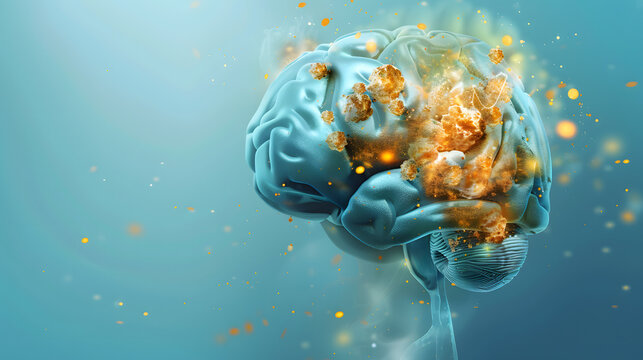 Human brain with neural activity