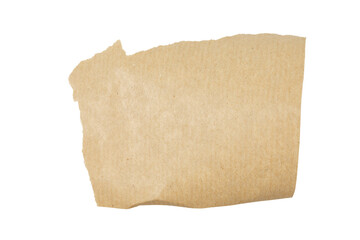 Obraz premium old brown packaging paper crumpled and torn edge isolated on white or transparent png