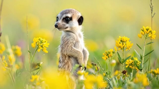 Baby-Erdm&auml;nnchen im soften Bl&uuml;tenfeld