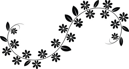 Fototapeta premium Floral vine silhouettes vector icons, decorative curved botanical flower leaf ornament illustration set, nature design artwork for patterns decor
