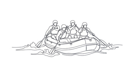 Group of People Rowing a Boat Together. © Tukang