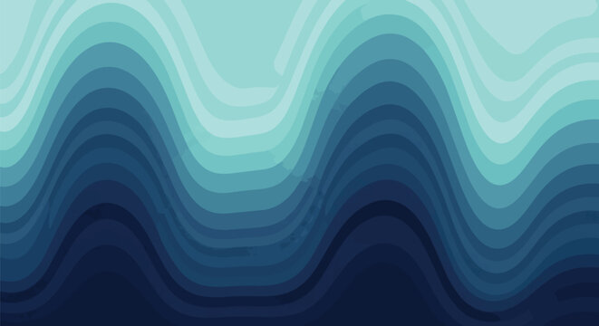Mesmerizing aquatic gradient waves gracefully descend from light azure to profound indigo, creating an enchanting visual symphony of serene,