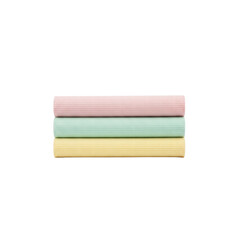 Three rolled towels pastel colors