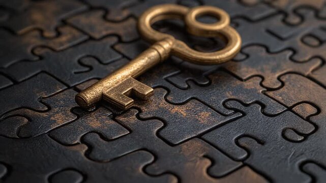 Unlock your business potential with this powerful key animation, revealing solutions and innovative strategies for success and overcoming complex puzzles