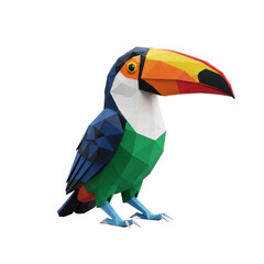 Fototapeta premium Low poly toucan bird model isolated on black