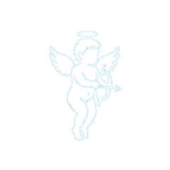 Cupid angel with bow and arrow neon style