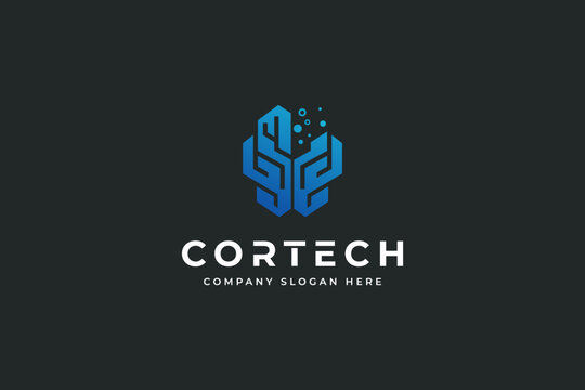 Brain Artificial Intelligence Logo design vector. AI Brainstorm