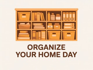 Organize your home day with storage solutions and office supplies on a shelf