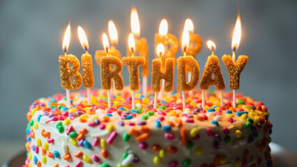 Obraz premium Golden birthday candles spelling out 