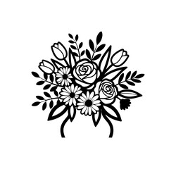 Black floral bouquet vector illustration