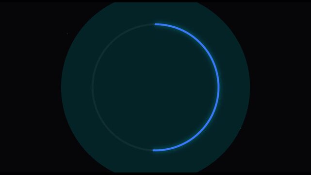 A blue neon circle with a gap, forming a loading animation, set against a dark background with a white space below, creating a Background Video element.