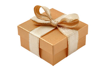 Gold Gift Box with Ribbon